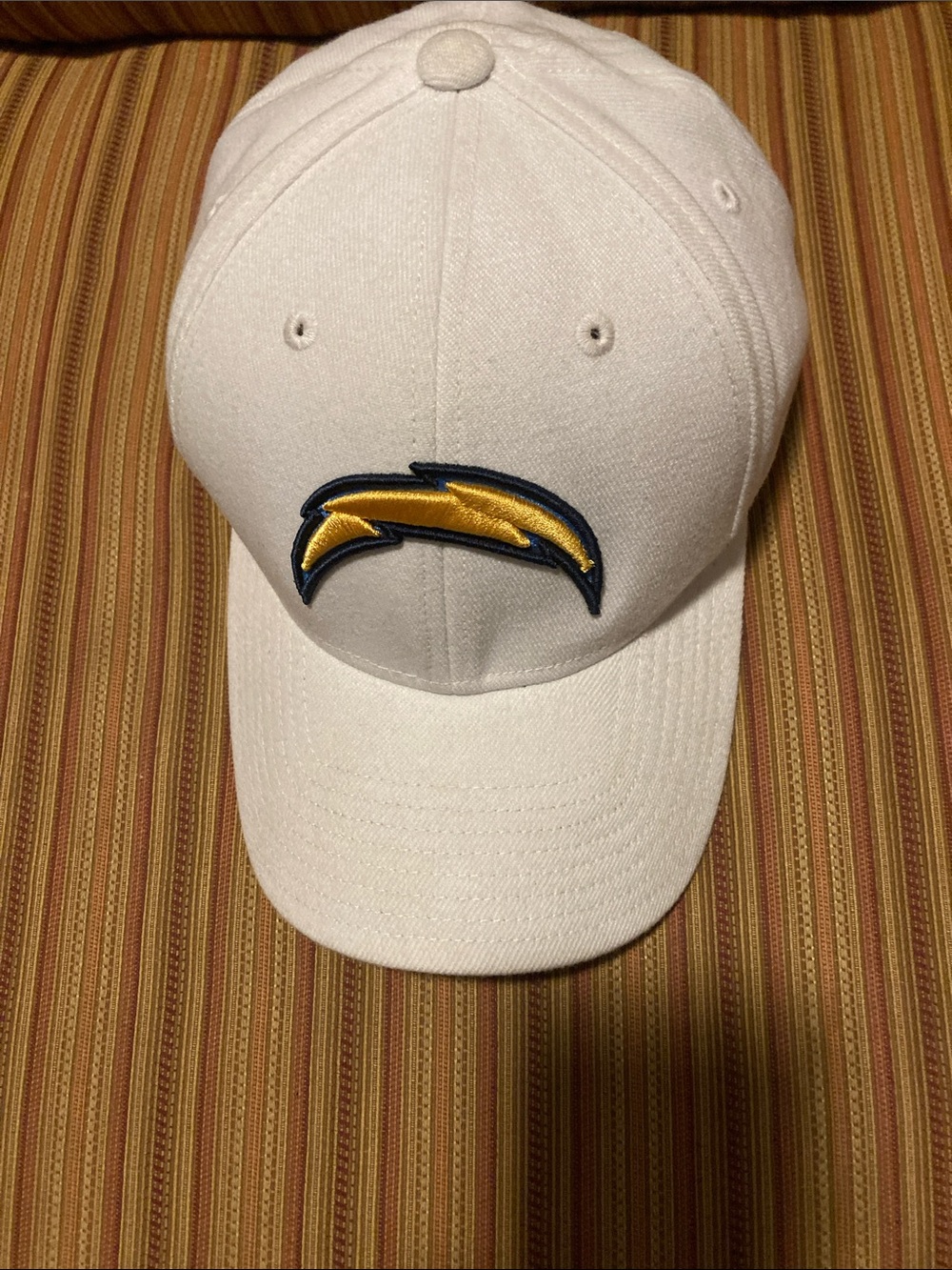 NFL White Hat with Gold and Navy Lightning Logo